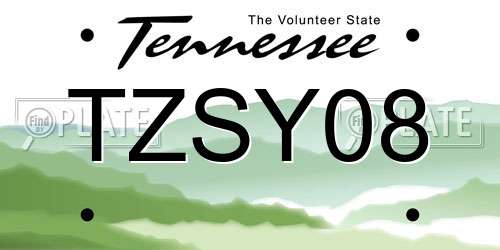 TZSY08 Tennessee License Plate