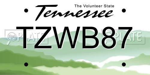 TZWB87 Tennessee License Plate