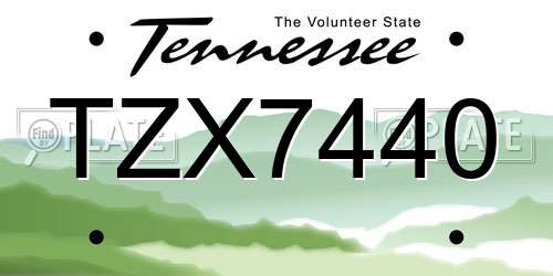 TZX7440 Tennessee License Plate