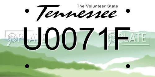 U0071F Tennessee License Plate