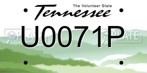 U0071P Tennessee License Plate
