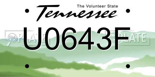 U0643F Tennessee License Plate
