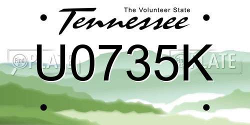 U0735K Tennessee License Plate