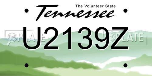 U2139Z Tennessee License Plate