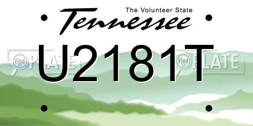 U2181T Tennessee License Plate