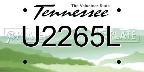 U2265L Tennessee License Plate