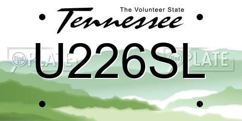 U226SL Tennessee License Plate