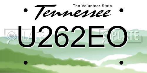 U262EO Tennessee License Plate