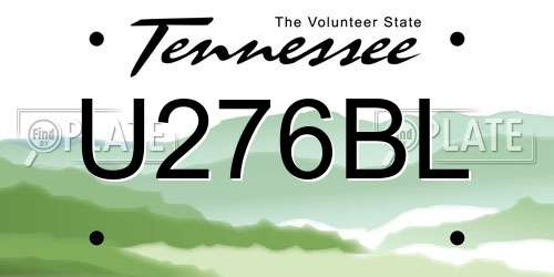 U276BL Tennessee License Plate
