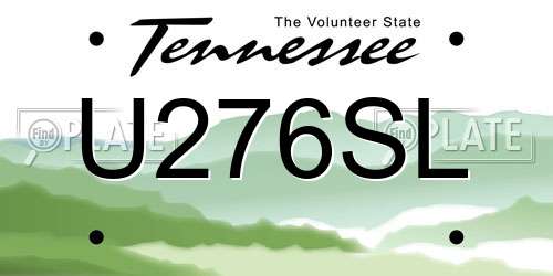 U276SL Tennessee License Plate