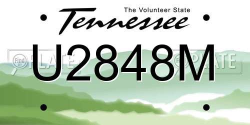 U2848M Tennessee License Plate