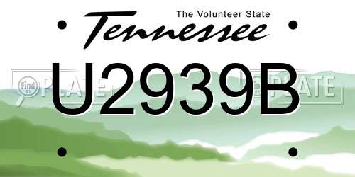 U2939B Tennessee License Plate