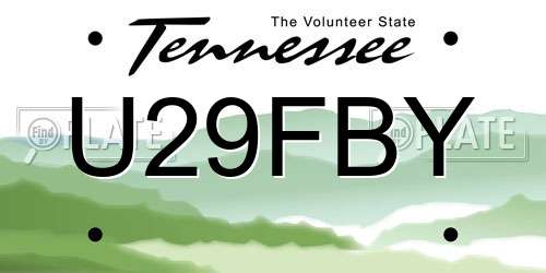 U29FBY Tennessee License Plate