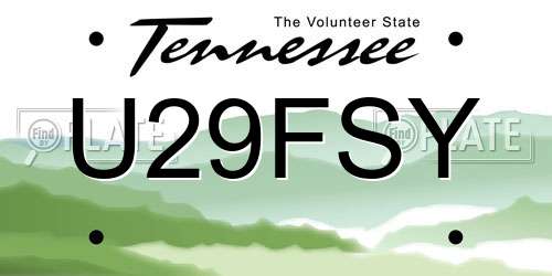 U29FSY Tennessee License Plate