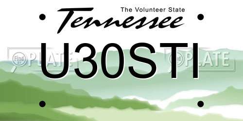 U30STI Tennessee License Plate