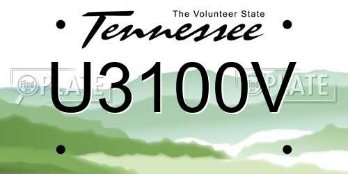 U3100V Tennessee License Plate