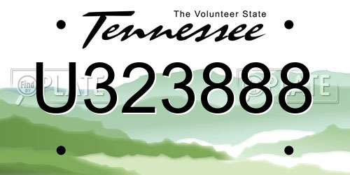 U323888 Tennessee License Plate