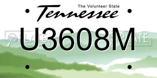 U3608M Tennessee License Plate