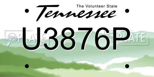 U3876P Tennessee License Plate