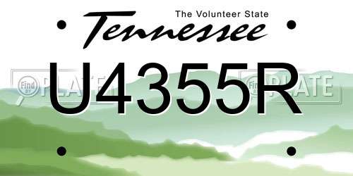 U4355R Tennessee License Plate