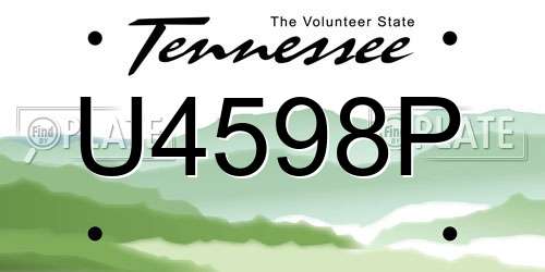 U4598P Tennessee License Plate