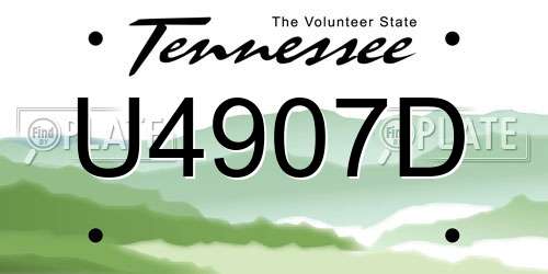 U4907D Tennessee License Plate