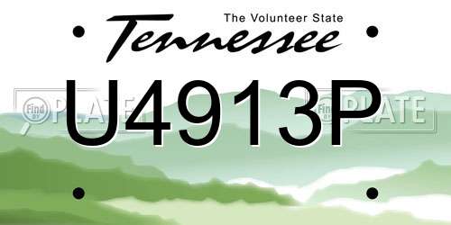 U4913P Tennessee License Plate