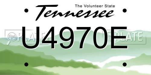 U4970E Tennessee License Plate