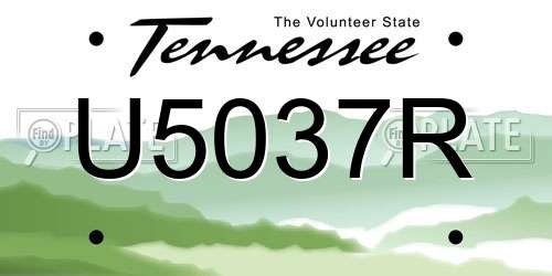 U5037R Tennessee License Plate