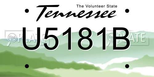 U5181B Tennessee License Plate