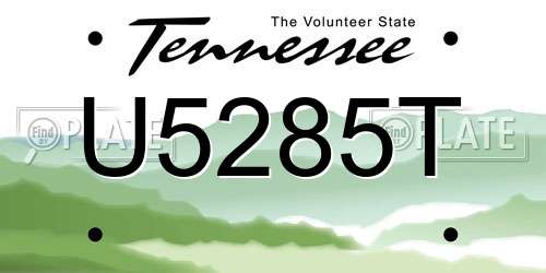 U5285T Tennessee License Plate