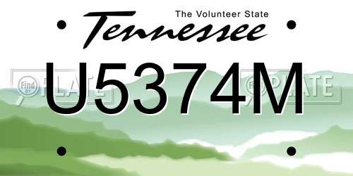 U5374M Tennessee License Plate