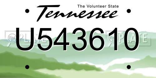 U543610 Tennessee License Plate
