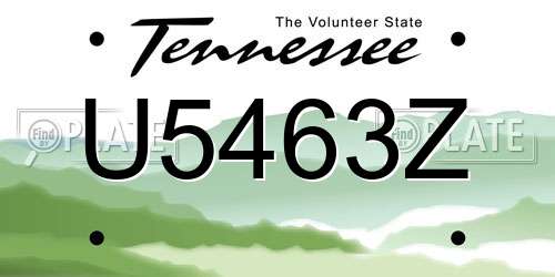 U5463Z Tennessee License Plate