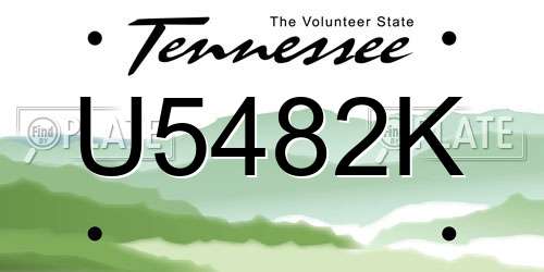 U5482K Tennessee License Plate