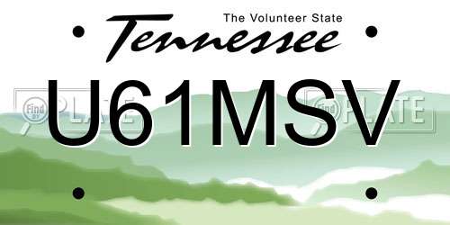 U61MSV Tennessee License Plate