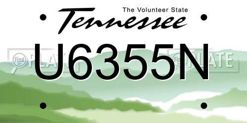 U6355N Tennessee License Plate