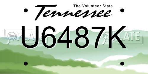 U6487K Tennessee License Plate