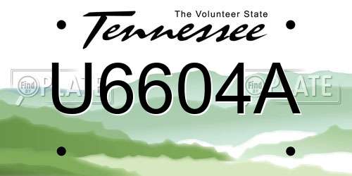 U6604A Tennessee License Plate
