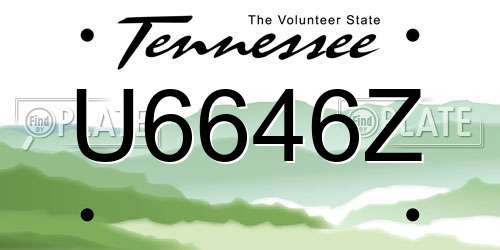 U6646Z Tennessee License Plate