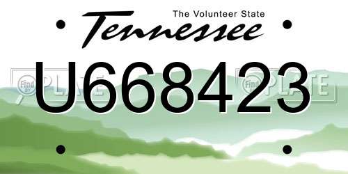 U668423 Tennessee License Plate