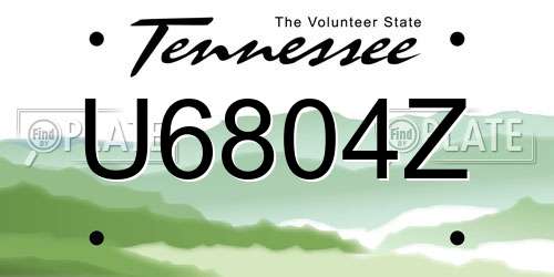 U6804Z Tennessee License Plate