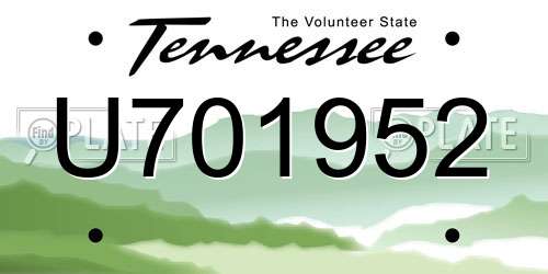 U701952 Tennessee License Plate