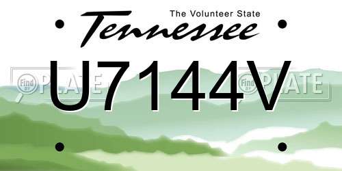 U7144V Tennessee License Plate