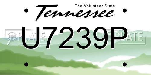 U7239P Tennessee License Plate