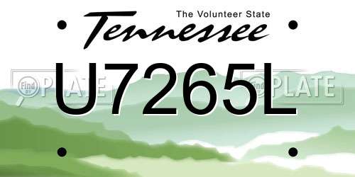U7265L Tennessee License Plate