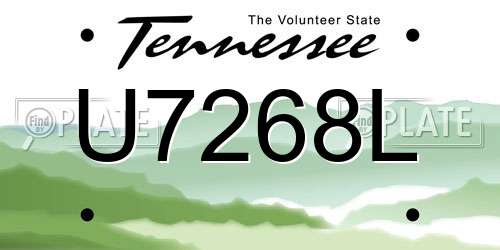U7268L Tennessee License Plate