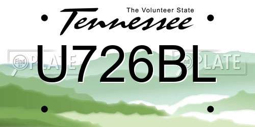 U726BL Tennessee License Plate