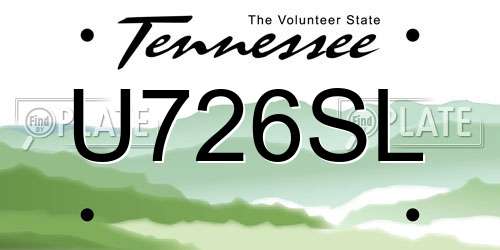 U726SL Tennessee License Plate