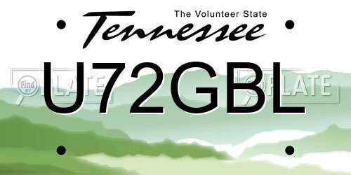 U72GBL Tennessee License Plate